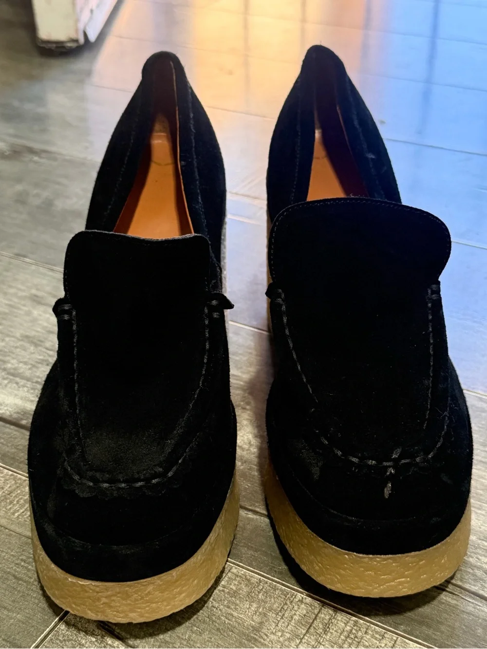 Marc Fisher Lina Slip-On Platform Loafer Heel Pumps Suede Chunky 8.5 NWOB